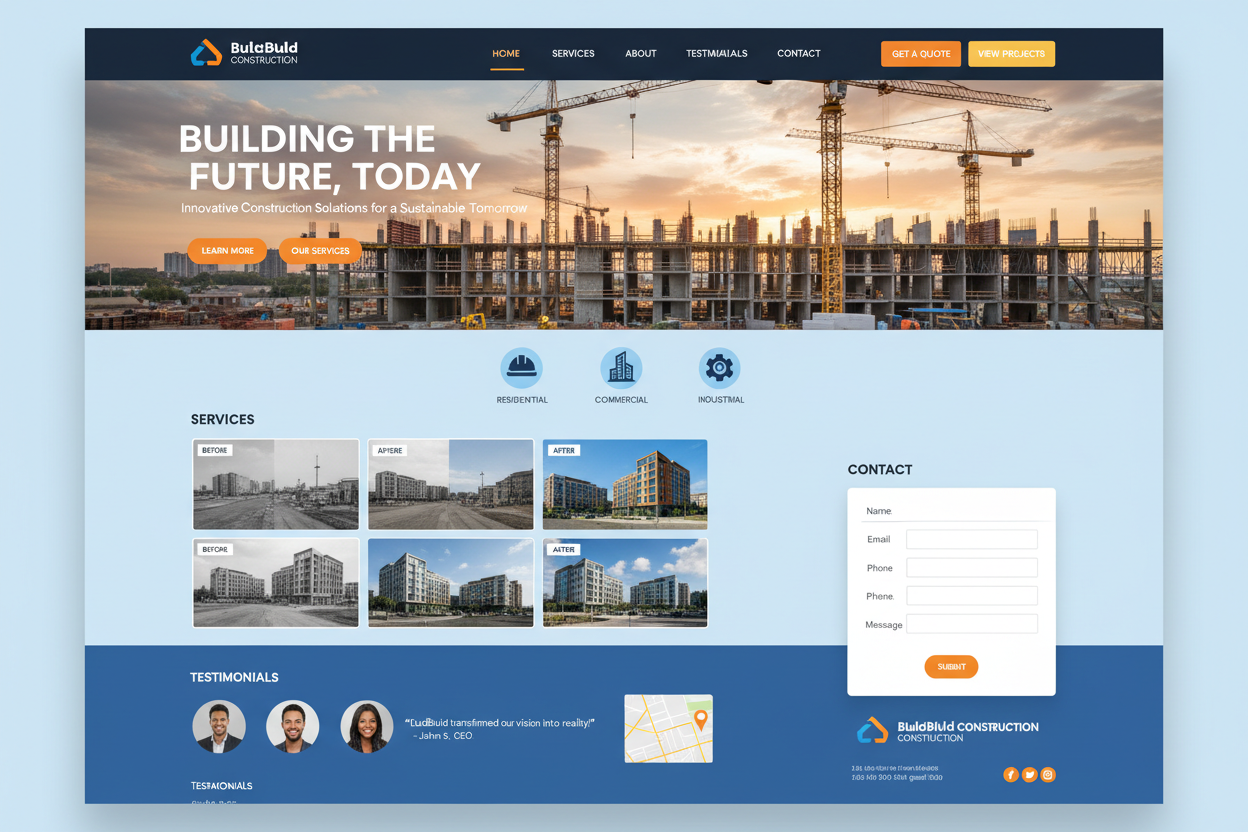 exemple d'une landing page de construction